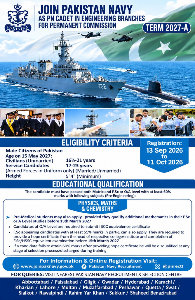 How To Apply in PN Cadet 2027-A