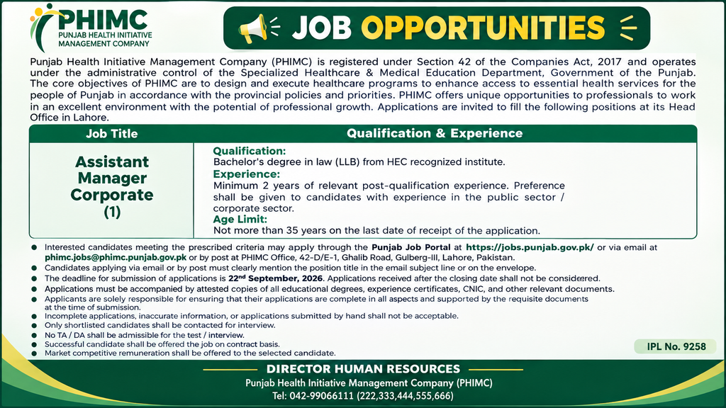 PHIMC Government Vacancies in Punjab 2026 Apply Now